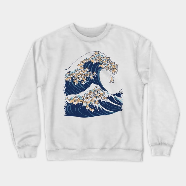 The Great Wave of Corgi Crewneck Sweatshirt by huebucket